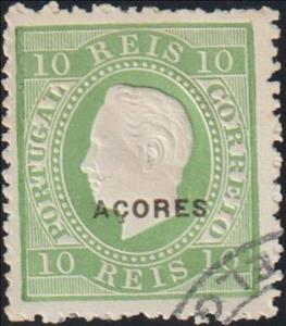 Stamp, King Luis I - overprinted ACORES, Azores,  , Famous People, Heads of State, Kings, Men, Royalty