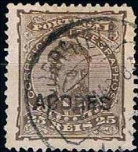 Stamp, King Luis overprinted big Acores, Azores,  , Famous People, Heads of State, Kings, Men, Royalty