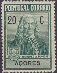 Stamp, Marquis de Pombal rebuilder of Lisboa, Azores,  , Architects, Famous People, Men