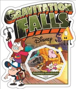 Souvenir Sheet, Animation, Cartoons Disney Gravity Falls, Central African Republic- Illegal Stamps,  