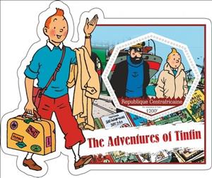 Souvenir Sheet, Animation, Cartoons The Adventures of Tintin, Central African Republic- Illegal Stamps,  