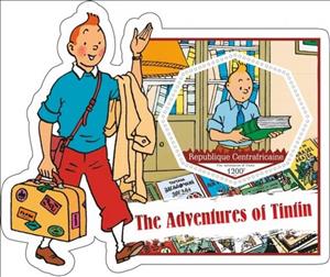 Souvenir Sheet, Animation, Cartoons The Adventures of Tintin, Central African Republic- Illegal Stamps,  