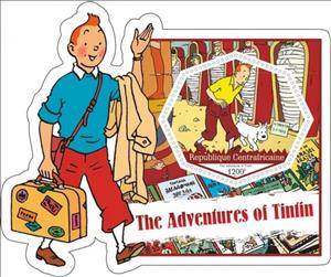 Souvenir Sheet, Animation, Cartoons The Adventures of Tintin, Central African Republic- Illegal Stamps,  