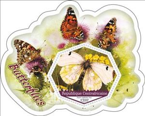Souvenir Sheet, Fauna Butterflies II, Central African Republic- Illegal Stamps,  , Butterflies