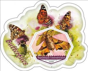 Souvenir Sheet, Fauna Butterflies II, Central African Republic- Illegal Stamps,  , Butterflies