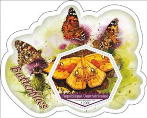 Souvenir Sheet, Fauna Butterflies II, Central African Republic- Illegal Stamps,  , Butterflies