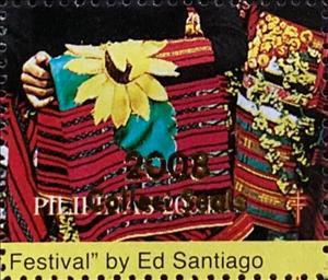 Stamp, "Baguio's Panagbenga Flower Festival" by Ed Santiago, Cinderellas,  , Flowers, Plants (Flora), Tuberculosis / TBC, Women