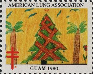 Stamp, American Lung Association. Guam, Cinderellas,  , Charity, Christmas, Tuberculosis / TBC