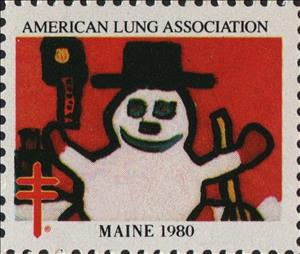 Stamp, American Lung Association. Maine, Cinderellas,  , Charity, Christmas, Tuberculosis / TBC