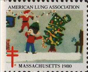 Stamp, American Lung Association. Massachusetts, Cinderellas,  , Charity, Christmas, Tuberculosis / TBC