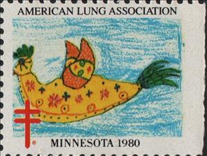 Stamp, American Lung Association. Minnesota, Cinderellas,  , Charity, Christmas, Tuberculosis / TBC