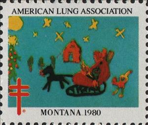 Stamp, American Lung Association. Montana, Cinderellas,  , Charity, Christmas, Tuberculosis / TBC