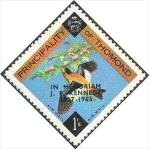 Stamp, Bird and flowering branch - Kennedy Memorial, Cinderellas,  , Animals (Fauna), Birds, Heads of State, Государственный деятель