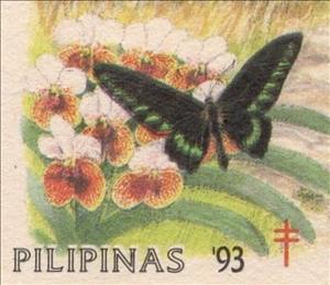 Stamp, Bird-Wing Butterfly and Waling-Waling, Cinderellas,  , Animals (Fauna), Butterflies, Tuberculosis / TBC