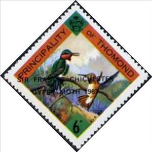 Stamp, Hummingbirds in tree - Sir Francis Chichester, Cinderellas,  , Animals (Fauna), Birds, Hummingbirds, Sailing
