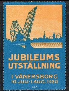 Stamp, Jubilaums utstallning i vanersborg 10 juli 1 aug 1920, Cinderellas,  