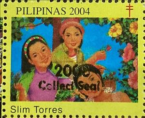 Stamp, Slim Torres, Cinderellas,  , Flowers, Plants (Flora), Tuberculosis / TBC