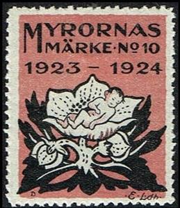 Stamp, Sverige 1923 1924 myrornes marke no 10, Cinderellas,  