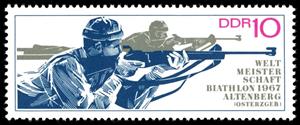 Stamp, Prone, Germany, Democratic Republic,  , Sport, Biathlon