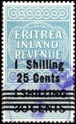 Stamp, "ERITREA INLAND REVENUE", Eritrea, British Administration,  , Letters (Alphabet), Numbers