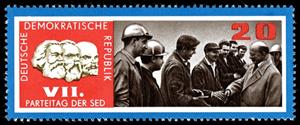 Stamp, Walter Ulbricht and factory workers, Germany, Democratic Republic,  