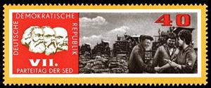 Stamp, Farm workers before machines, Germany, Democratic Republic,  