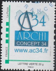 Stamp, CA 34 Archi Concept 34, France- Personalized stamps,  , Architects