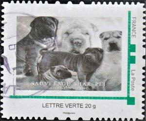 Stamp, Sauvetage Chien Shar Pei, France- Personalized stamps,  , Animals (Fauna), Charity, Dogs