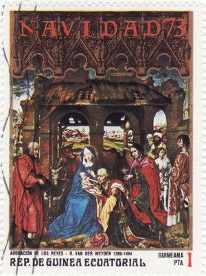 Stamp, R. van der Weyden: Adoration of the Magi, Equatorial Guinea,  , Biblical Accounts, Christmas, Paintings, Religion, Art