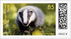 Stamp, Young Badger, Germany, Federal Republic,  , Animals (Fauna), Badgers, Infant Animals, Mammals