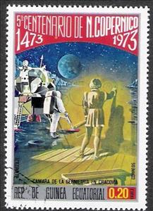 Stamp, Lunar lander, Equatorial Guinea,  , Space Traveling, Celestial Bodies, Moon Landing, Mathemacians, Astronauts, Astronomers, Outer Space