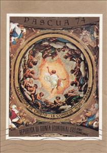 Souvenir Sheet, Correggio: Passing away of St. John, Equatorial Guinea,  , Biblical Accounts, Paintings, Religion, Art