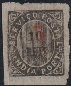 Stamp, SERAICO POSTAL - overprinted by red, India, Portuguese,  , Numbers
