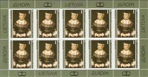 Mini Sheet, Barbora Radvilaite, Princess of Lithuania and Poland 1520-51, Lithuania,  , C.E.P.T. / Europe, Famous People, Paintings, Princesses, Women