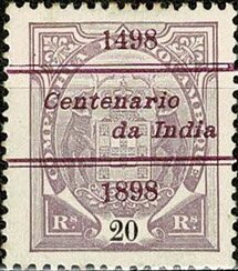 Stamp, Elephants Overcharged 1498 Centenario…, Mozambique Company,  , Animals (Fauna), Coats of Arms, Elephants, Mammals