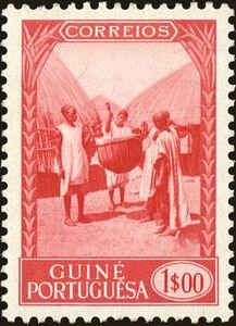 Stamp, Drummer, Portuguese Guinea,  , Musical Instruments