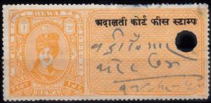 Stamp, Revenue stamp, Rewa,  , Heads of State