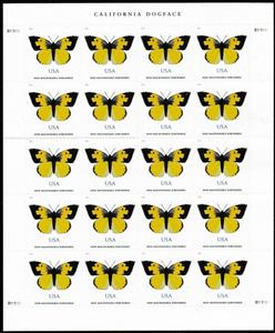 Mini Sheet, California Dogface (Zerene eurydice), United States of America,  , Animals (Fauna), Butterflies, Insects