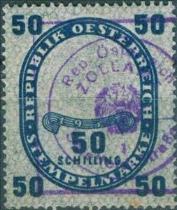 Stamp, Stempelmarke 50 Schilling, Austria,  , Eagles, Seals (Emblems)