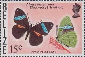Stamp, Common Olivewing (Nessaea aglaura), Belize,  , Animals (Fauna), Butterflies, Insects