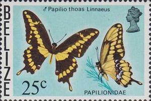 Stamp, King Swallowtail (Papilio thoas), Belize,  , Animals (Fauna), Butterflies, Insects
