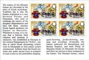 Booklet Pane, Marathon Booklet Pane, Belize,  , Athletes, Athletics, Olympic Games, Running, Sports