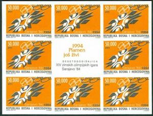 Mini Sheet, Emblem of Winter Olympic Games, Bosnia and Herzegovina,  , Olympic Games, Seals (Emblems), Winter Sports