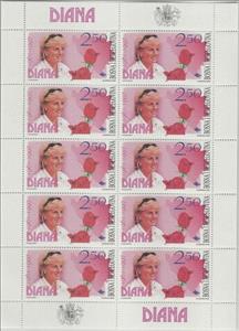 Mini Sheet, Princess Diana, Bosnia and Herzegovina,  , Flowers, Princesses, Royalty