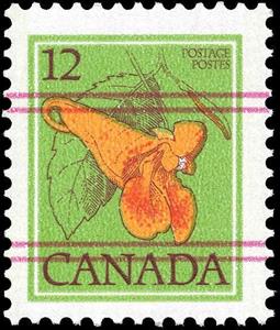 Stamp, Jewelweed, Impatiens capensis with Red Precancel, Canada,  , Flowers, Plants (Flora)