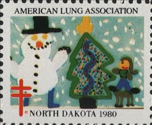 Stamp, American Lung Association, North Dakota, Cinderellas,  , Charity, Christmas, Tuberculosis / TBC