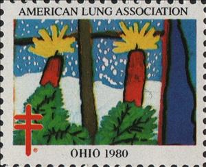 Stamp, American Lung Association, Ohio, Cinderellas,  , Charity, Christmas, Tuberculosis / TBC