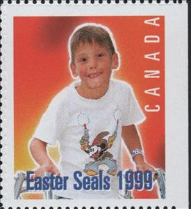 Stamp, Easter Seal 1999 - Boy with Mickey Mouse t-shirt, Cinderellas,  , Charity, Children, Disabled, Easter