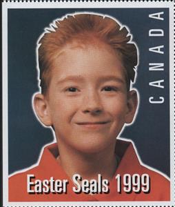 Stamp, Easter Seal 1999 - Boy with red top, Cinderellas,  , Charity, Children, Disabled, Easter
