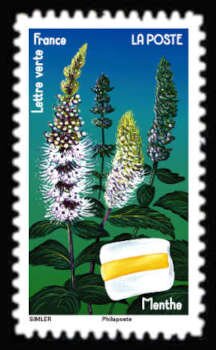 Stamp, Mint Flower and Mint Candy, France,  , Candy, Flowers